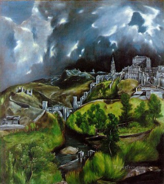 Vista de Toledo Manierismo Renacimiento español Montaña El Greco Pinturas al óleo